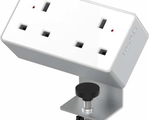 OSL101S2W-LA-Nexus-Commercial-Power-above-desk-socket-with-USB-A